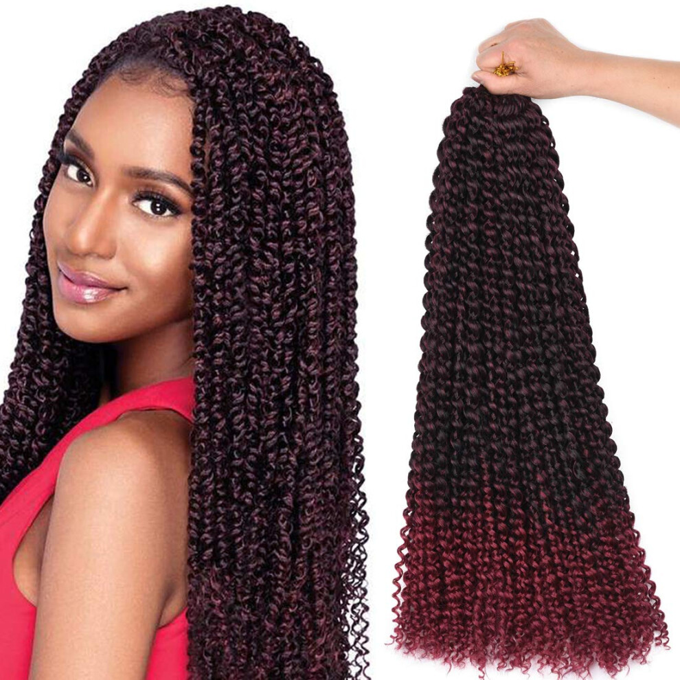 Unisex Black 7 Packs 24 Inch Passion Twist Crochet Hair For Women, Bohemian Water Wave Braiding Extensions