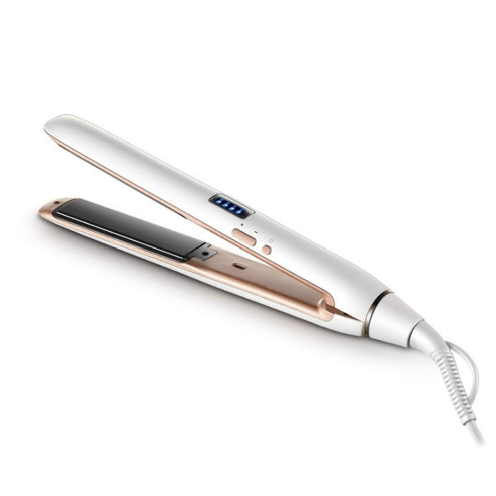 White Hair Straightener And Ceramic Curling Iron With Lcd Display, Fast Heating, Dual Voltage,