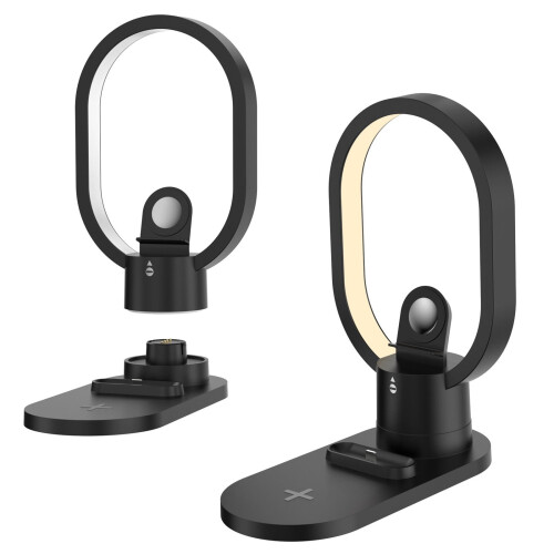 Jacenvly Ασύρματος Φορτιστής 15W LED Νυχτερινό Φως 4 σε 1, Φορητή Βάση Τηλεφώνου, 2