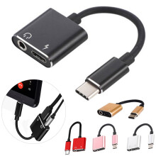 SUSUchens2 em 1 Cabo Adaptador Conversor de Áudio AUX com Conector de Fone de Ouvido de 3,5 mm e Carregamento Tipo C