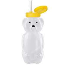 Honey Bear beker, knijpbare drinkbeker voor therapie en speciale behoeften, met lekvrij deksel.