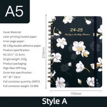 Fournitures scolaires à moins de 1 $ - Cahier à spirale ZKCCNUK2024 - Agenda hebdomadaire et mensuel personnalisé - Calendrier floral - Journal en