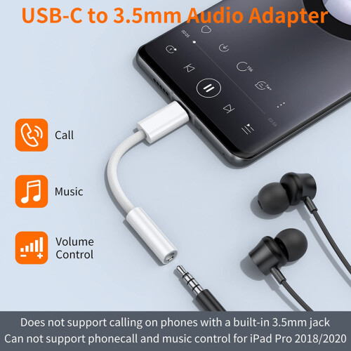 Προσαρμογέας ακουστικών USB τύπου C σε 3.5mm Καλώδιο ήχου USB C σε 3 5Jack Aux για 1