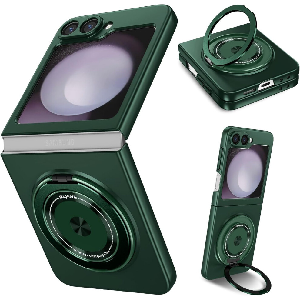 Magnetic Case For Compatible With Samsung Galaxy Z Flip 6, [Compatible With Magsafe] 360 Rotating Ring Kickstand, Slim Hard Pc Cover For Z Flip 6 5G 9048212600633