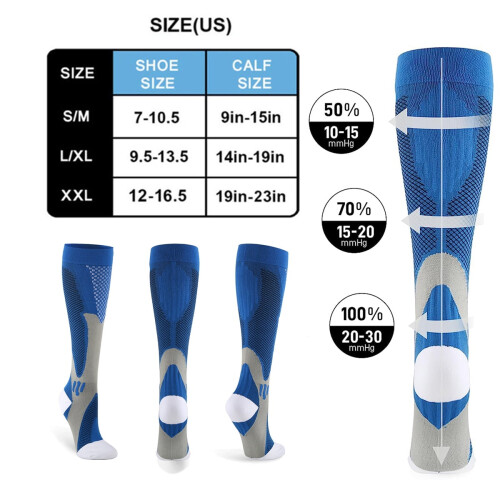 Κάλτσες συμπίεσης για γυναίκες και άνδρες Unisex 20-30mmHg μέχρι το γόνατο Plus Size φαρδιές 2