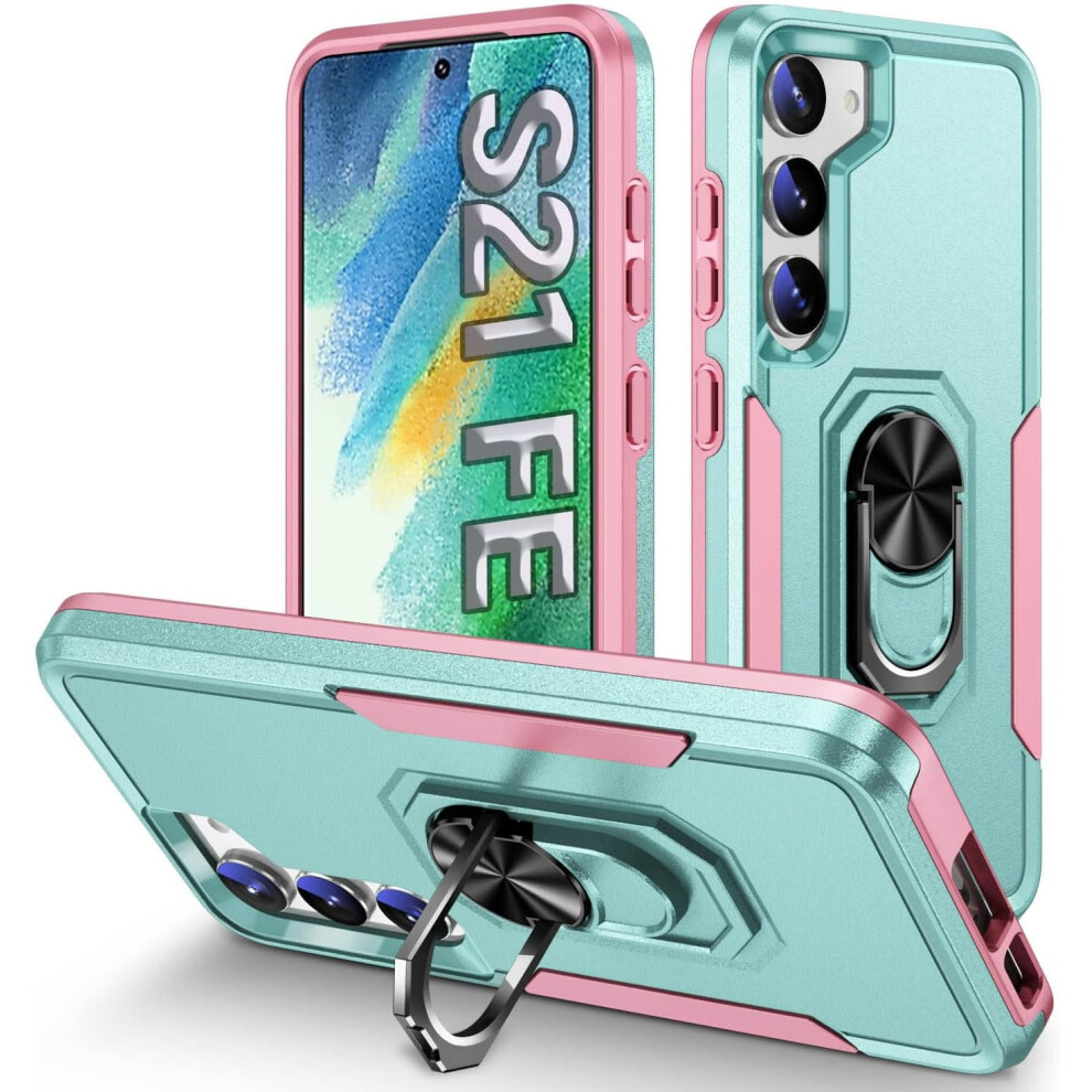 Case For S21 Fe 5G - Shockproof Tpu Bumper With Kickstand, Compatible With Samsung Galaxy S21 Fe, + Green/Pink 9048212600572