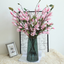 Börja med att köpa konstgjorda blommor, niohövdad magnolia golvstående konstgjord blomma Dy1-1868 ljusrosa, 1 knippe magnolia konstgjorda blommor