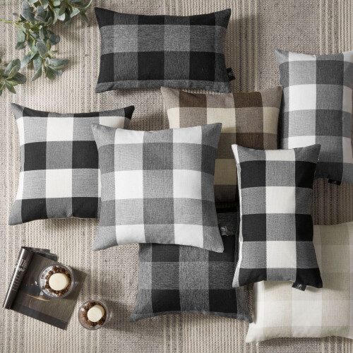 Phantoscope 18" x 18" Classic Coffee and Beige Plaid Polyester Throw Pillow , ( 2 Count) 2