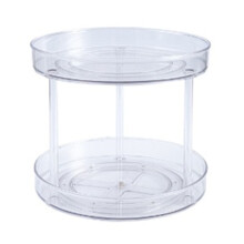 Ripiano portaoggetti girevole a 2 livelli Begine, organizer a doppio strato da 23,5 cm per cucina, dispensa, frigorifero, banconi - Trasparente, in