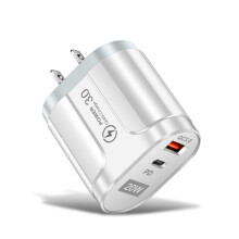 20-W-USB-C-Wandladegerät PD3.0/QC3.0, Dual-USB-A- + USB-C-Schnellladeadapter, kompatibel mit iPhone, iPad und Android