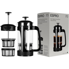 P3French Press, dobbelt mikrofiltreret kaffe- og temaskine