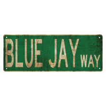 Comhartha Stáin Miotail Comhartha Sráide Blue Jay Way Maisiú Balla Ealaíne Tuaithe Siopa Balla Uaimh Fear Beár Spraoi Comhartha Stáin Miotail