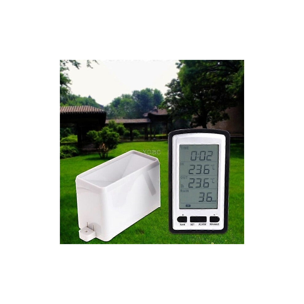 Wireless Rain Gauge Weather Station Indoor/Outdoor Temperature Logger M13 9191629145089