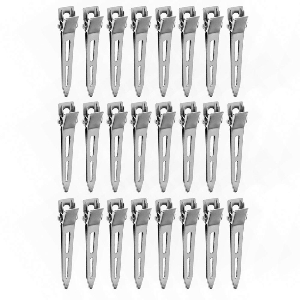 Silver 24Pcs Hair Styling Clips Metal Curl Clips For Salon Secure Curl Hold 5.5Cm Hairdressing