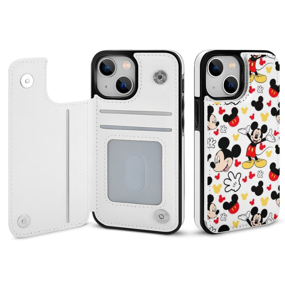 Mickey Mouse Wallet Case Compatible With Iphone 14, Flip Folio Pu Leather Case With Card Holder, Kickstand & Magnetic Clasp 9191629146666