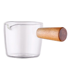 Glass Milk Jug Borosilicate Creamer Pitcher with Easy Grip Handle for Coffee Tea and Syrup