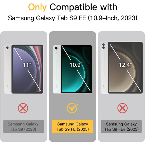 Θήκη συμβατή με Samsung Galaxy Tab S9FE 10.9 ιντσών με βάση S Pen, διαφανές σκληρό πίσω μέρος, 1