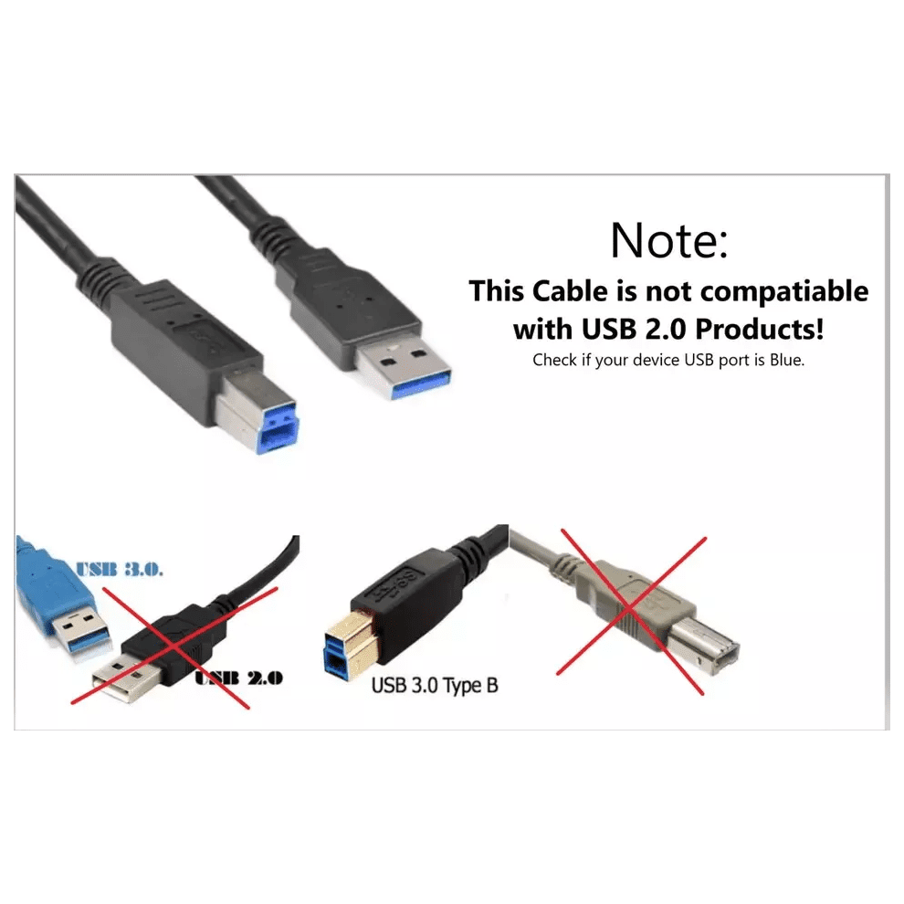 Usb 3.0 Superspeed Type A Male To B Male Cable Cord Printer Scanner 2.2 Feet 9048212012597