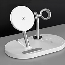 Lmueinov15W Vertikal Hopfällbar Mag Trådlös Laddare 3-i-1, Kompatibel med Klocka/Telefon/Headset, Snabbladdningsställ