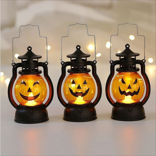 Συσκευασία 3 φαναριών LED για το Halloween, διακοσμητικά φωτιστικά χωρίς φλόγα που