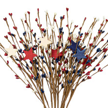 LLZLL Decorazioni per il 4 luglio, confezione da 12 decorazioni patriottiche da tavola con bacche e stelle, decorazioni floreali rosse, bianche e blu