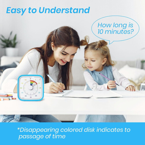 Visual Timer for Kids with Case, 60-Min Rainbow Disk, Silent Countdown Timer for Classroom, Office, Kitchen (Grey) 1