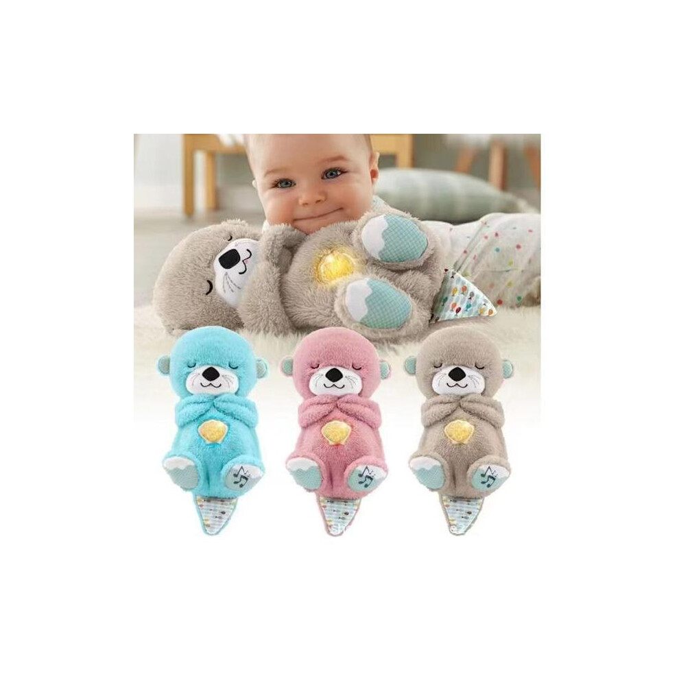Anxiety Relief Koala, Breathing Otter, Portable Plush Toy With Sensory Details, Music Lighting And Rhythmic Breathing Movement Pink