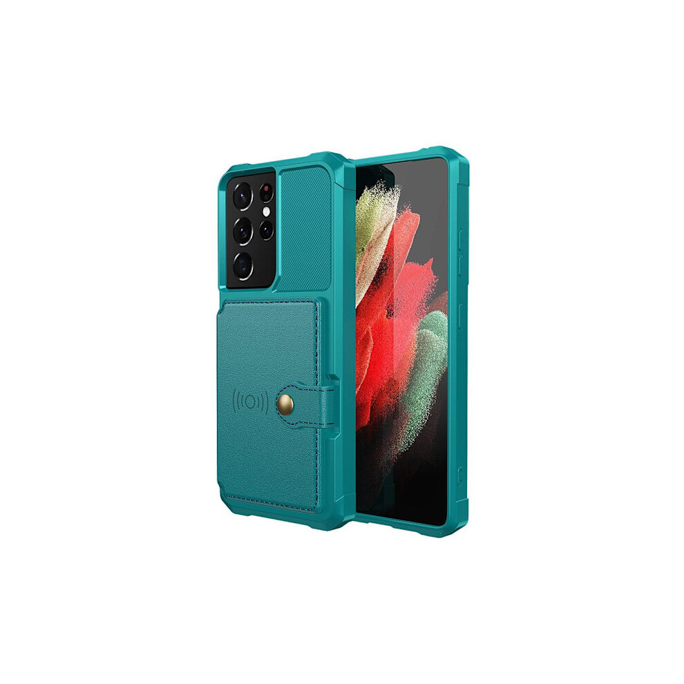 Compatible With Samsung Galaxy S21 Ultra - Case With Card Holder Green 9322103577762