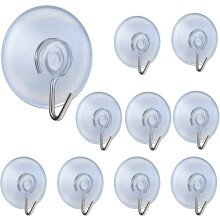 10 PCS Clear Suction Cup Hooks 45MM, Plastic Sucker Pads for Glass, Door, Bathroom, Shower, Kitchen, No Drill, Hang Christmas Lights, Wreath
