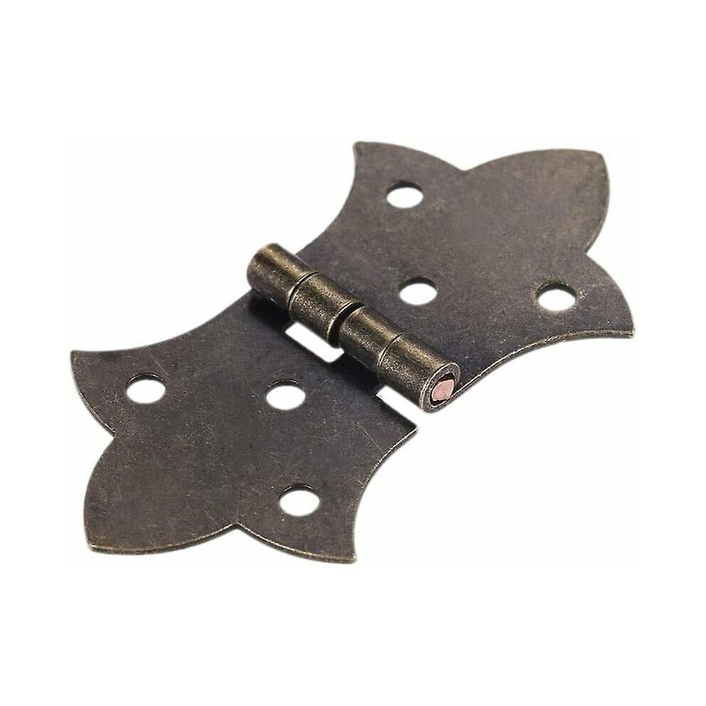 10Pcs Antique Bronze Bronze/Gold Flower Hinges Diy Furniture Hardware 6 Holes Iron Hinge Cabinet Drawer Puller Door Butterfly Hinge And Screws 9322103578271