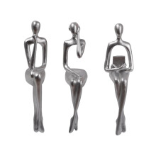 Conjunto de 3 Estátuas do Pensador, Figuras de Arte Abstrata, Esculturas Colecionáveis Decorativas em Resina para Estante, Escritório, Sala de