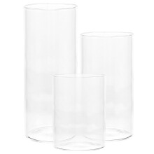 3er-Set praktische, transparente Kerzenzylinder, Kerzenschutzrohre, Kerzenschirme