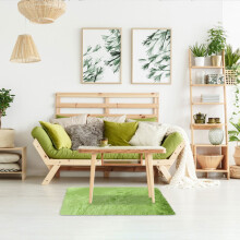 Soft Plush Area Rug 2x4 Feet, Fluffy Shag Rug Compatible with Bedroom Living Room Decor, Non-Shedding Furry Carpet for Kids Room - Green