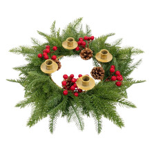Julkrans med ljusstake, högtidsfest, advent, jul, ljusstake, krans, sockerrör, juldekorationer
