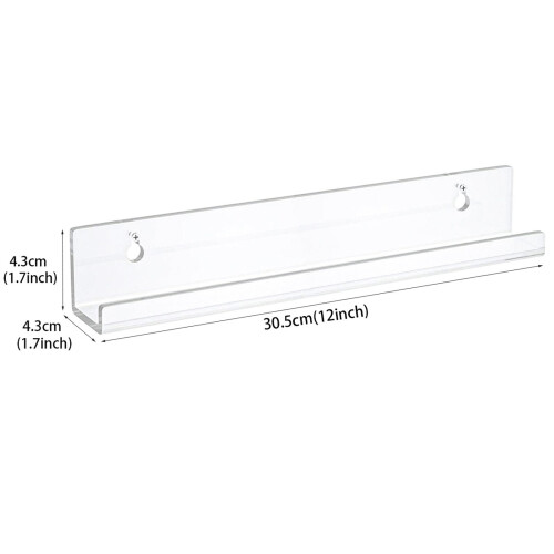 Organizador de parede em acrílico Tswift Modern 2,36 x 12,99 polegadas com prateleira flutuante 2