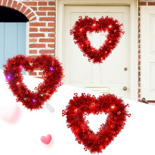 Couronne de Saint-Valentin, guirlande de cœurs lumineux, décoration murale pour porte, mariage et fêtes, compatible avec SUSUchens Style A