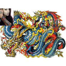 Waterproof Chinese Dragon Temporary Tattoo, Realistic HandPainted Body Art Transfer 16x21cm