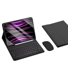 Capa com teclado compatível com iPad Mini 6 2021 (8,3"), capa de TPU macia com suporte para Apple Pencil e teclado Bluetooth destacável.