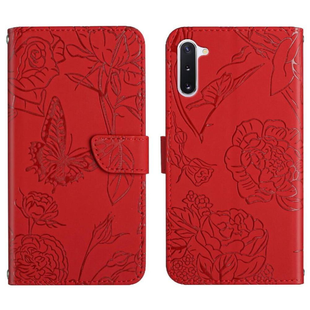 Case For Compatible With Samsung Galaxy Note 10, Wrist Strap, Shockproof Pu Leather Flip Cover, Flowers And Butterflies, Anti-Drop Protection 9322103747257