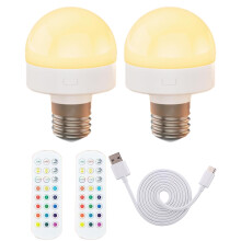 Homerr LED-lamp met afstandsbediening, oplaadbare lamp met hoge helderheid, flikkervrij, RGB E26 fitting, werkt op batterijen.