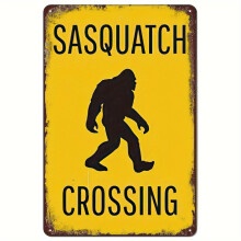 1pc Sasquatch Crossing Funny Metal Sign - Outdoor Home Wall Decoration - 8x12inch