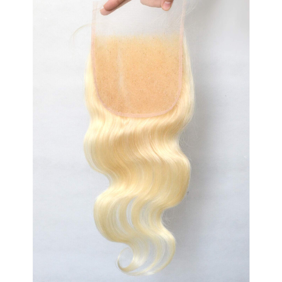 Unisex 613 Blonde 5X5 Lace Closure Body Wave Brazilian Virgin Human Hair Pre Plucked Natural Hairline