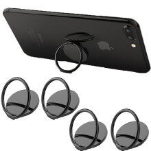OBOSOE 360 Rotating Metal Finger Ring Cell Phone Holder Mount Grip Kickstand Desktop(Black, 4 Pack)