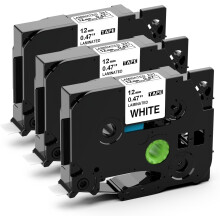 Label Maker Tape 12mm 0.47 Laminated White Compatible with Brother P-Touch Tze-231 Tze231 Tape