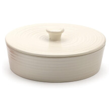 International Stoneware Tortilla Warmer & Server with Lid, Dishwasher, Microwave and Oven Safe, 8.5" Dia x 3.5", Red