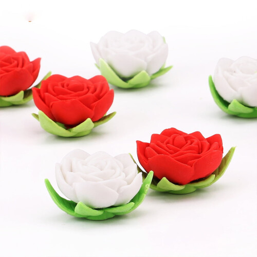 16PCS Simulation Rose Styling Eraser Creative Pencil Erasers Sets Stationery Eraser (Random Color) 2