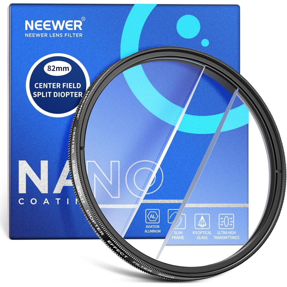 82Mm Center Field Split Diopter Effect Filter, Camera Linear Prism K9 Optical Glass Filter With Aluminium Frame, 9191629677405