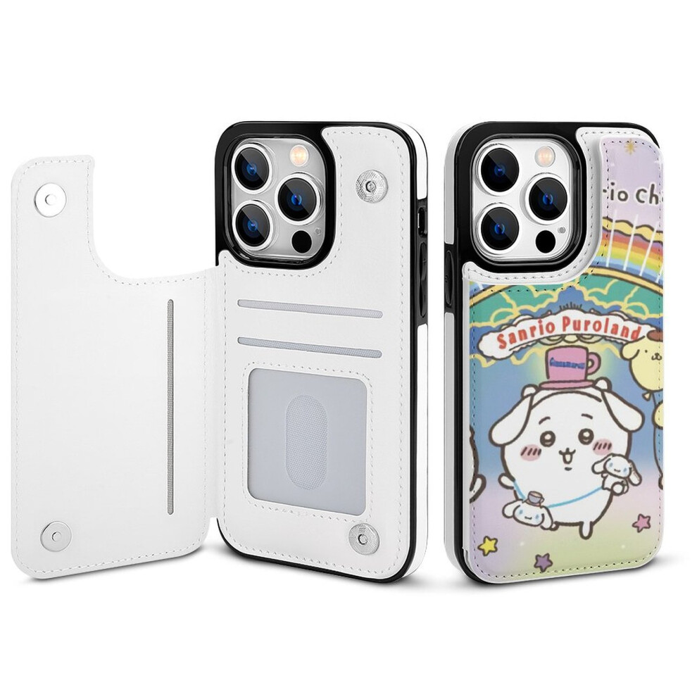 Chiikawa Wallet Case Compatible With Iphone 14 Pro, Pu Leather Flip Cover With Card Holder, Kickstand, Magnetic Clasp, Shockproof 9191629677528