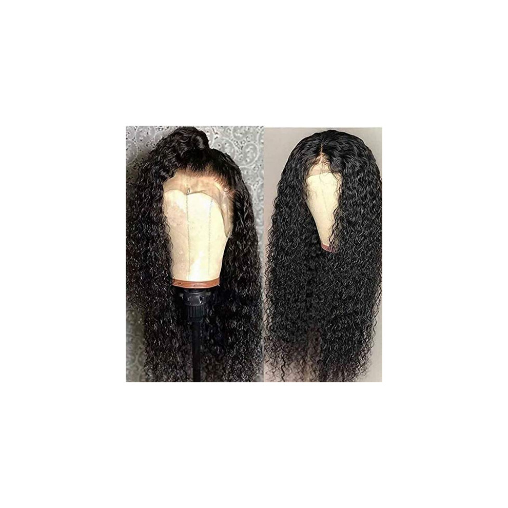 Unisex Black 13X6 Curly Lace Front Human Hair Wig Preplucked Hairline Fake Scalp Brazilian Remy Wig For Women