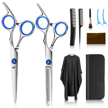 Kit de 10 ciseaux de coiffure, ciseaux à effiler en acier inoxydable pour coiffeur/salon/domicile/hommes/femmes/enfants/adultes
